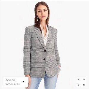 J.Crew Boyfriend Blazer Gray Plaid Relaxed Oversized Casual Chic Work Sz 2